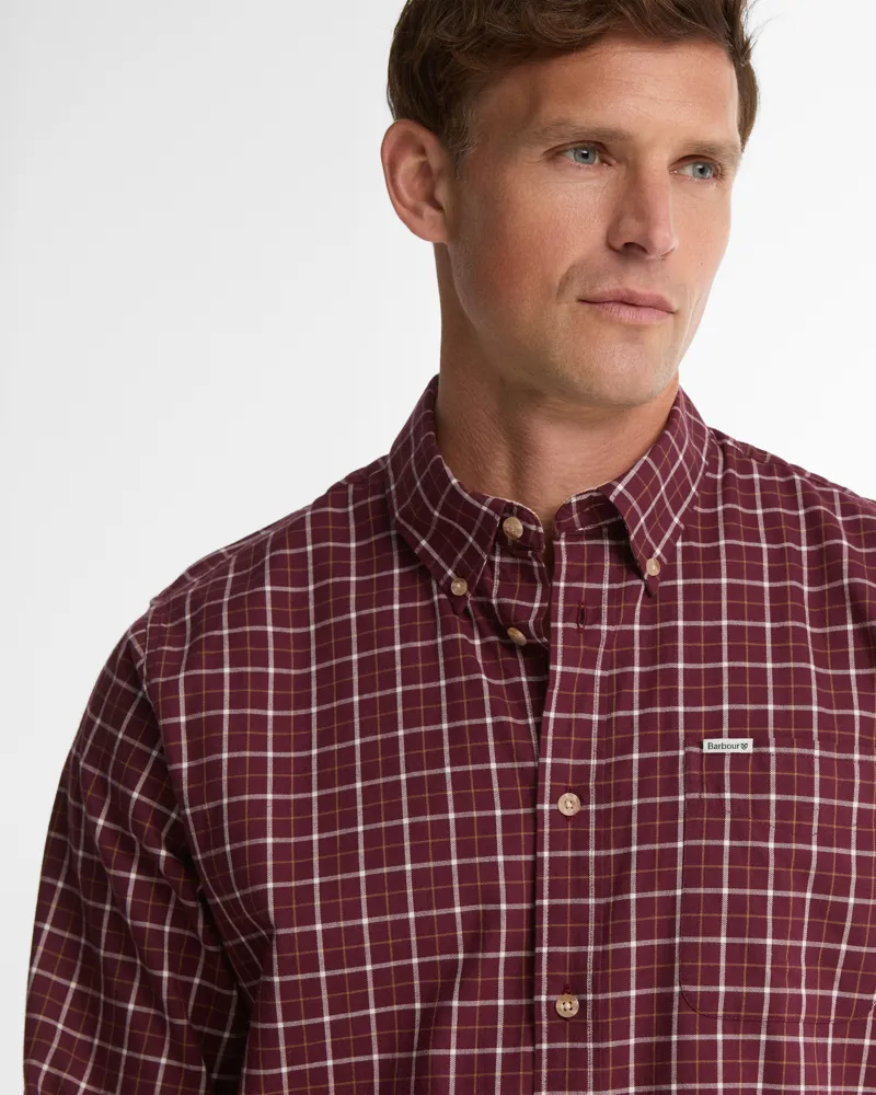 Barbour Bank Regular Tattersall Shirt - Dark Bordeaux-2