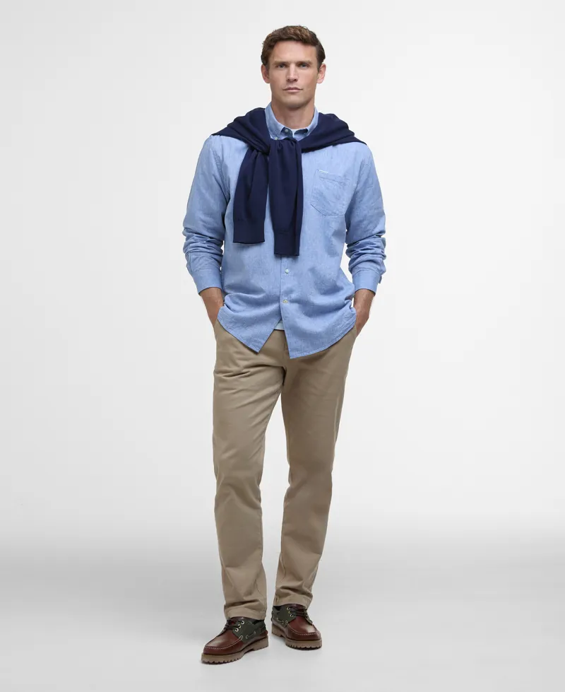 Barbour Nelson Linen Blend Shirt - Blue-2