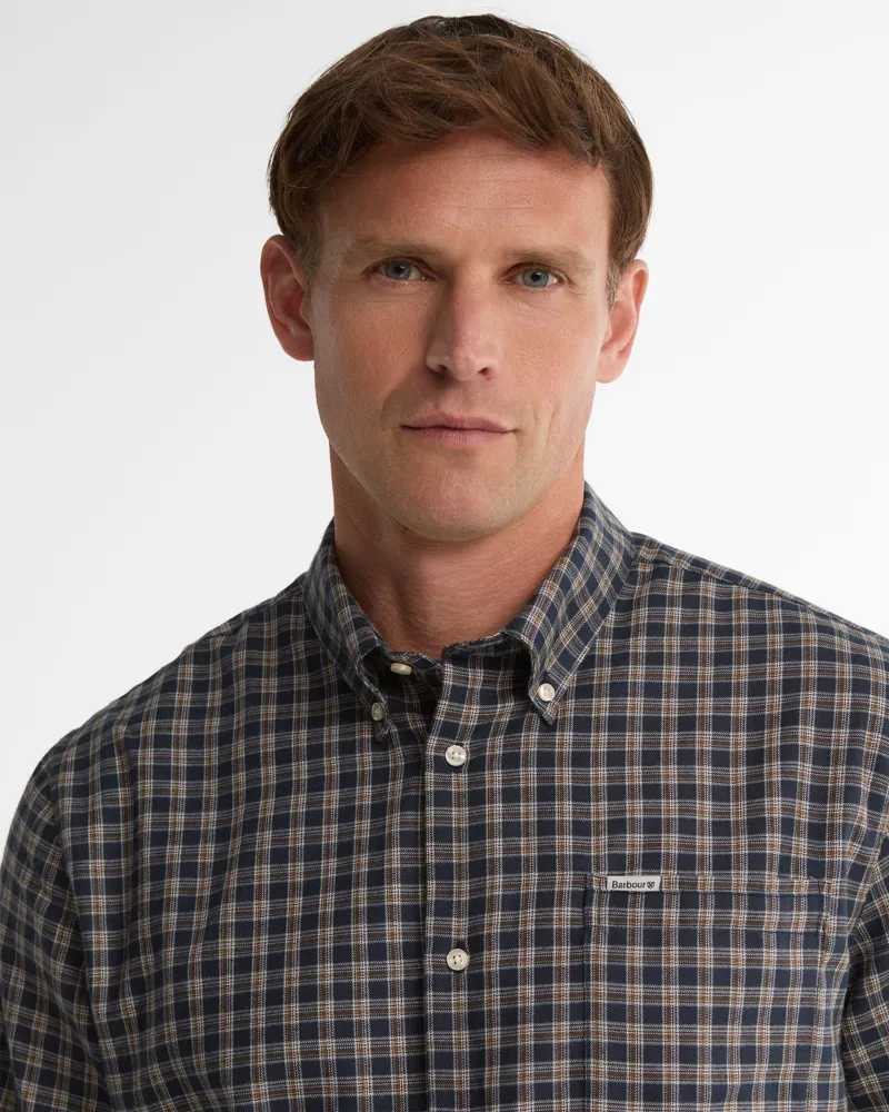 Barbour Cliff Regular Fit Thermo Weave Shirt - Navy-3