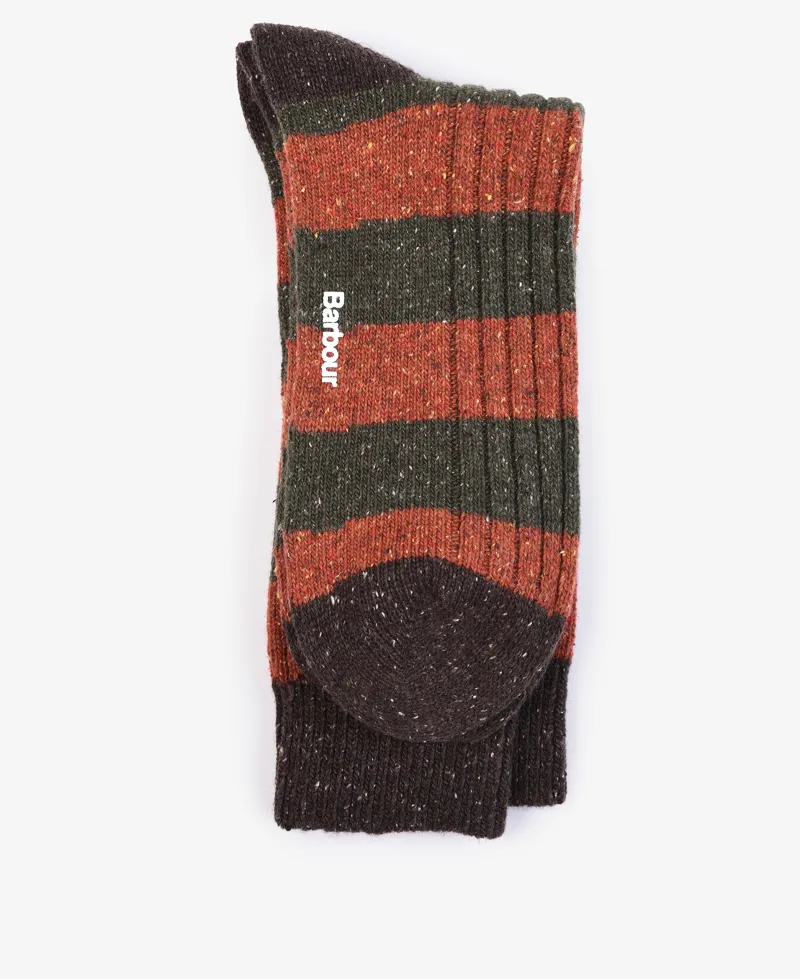 Barbour Houghton Stripe Sock - Burnt Orange-1