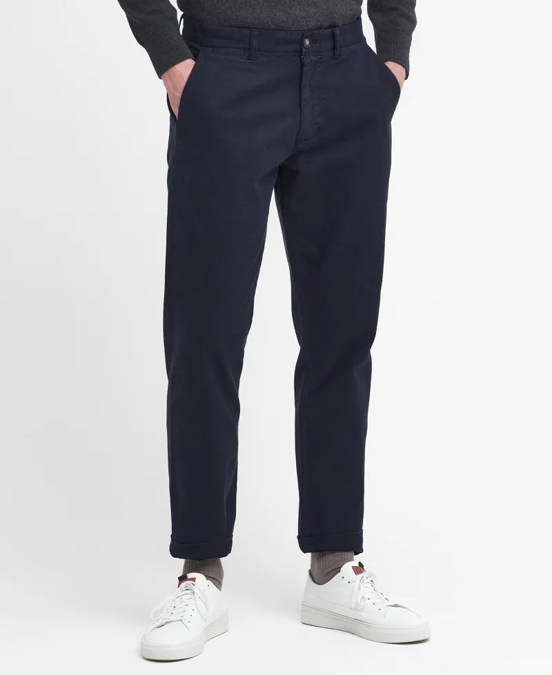 Barbour Mens Washed Tailored Fit Trouser - Navy-1