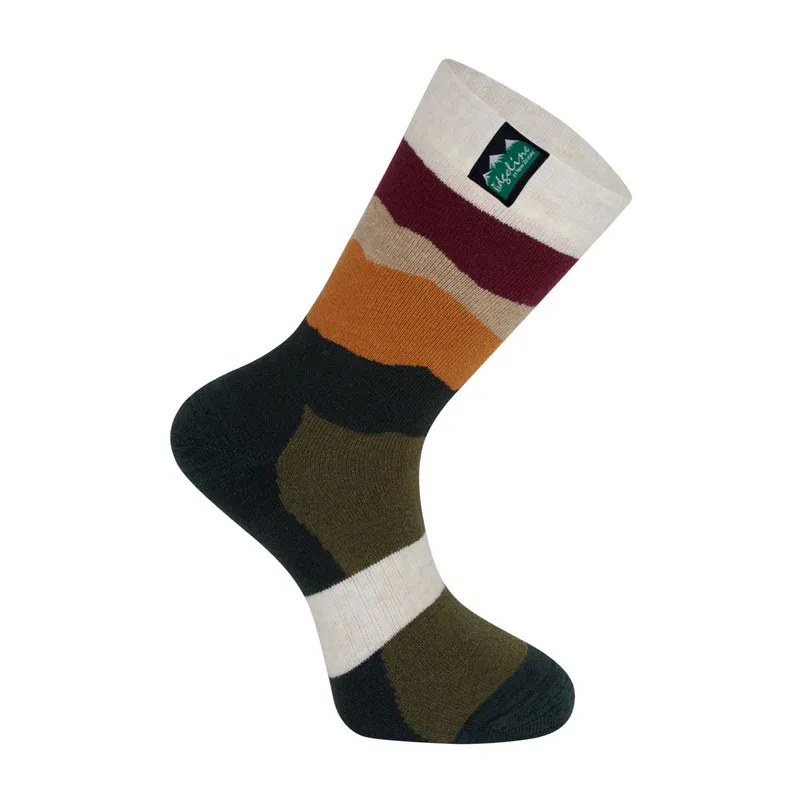 Ridgeline Merino Wool Socks Mid  Length - Berry Stripe
