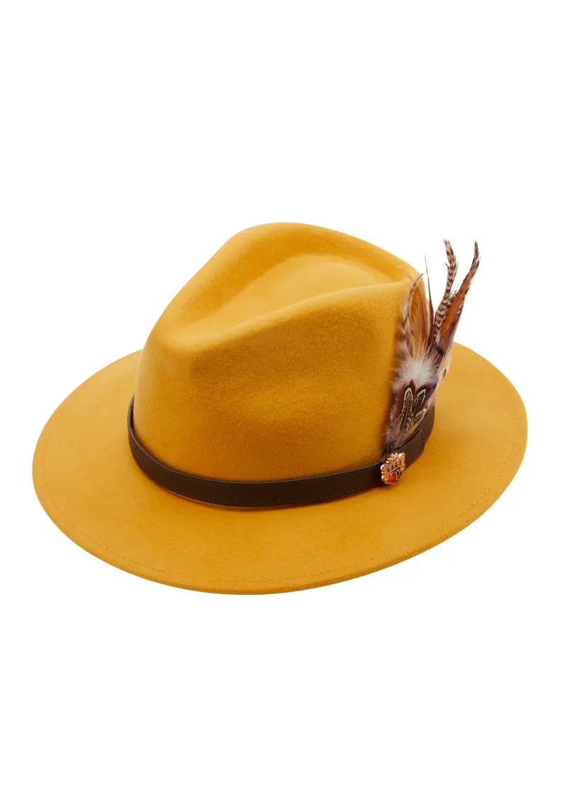 Alan Paine Richmond Felt Feather Hat - Mustard
