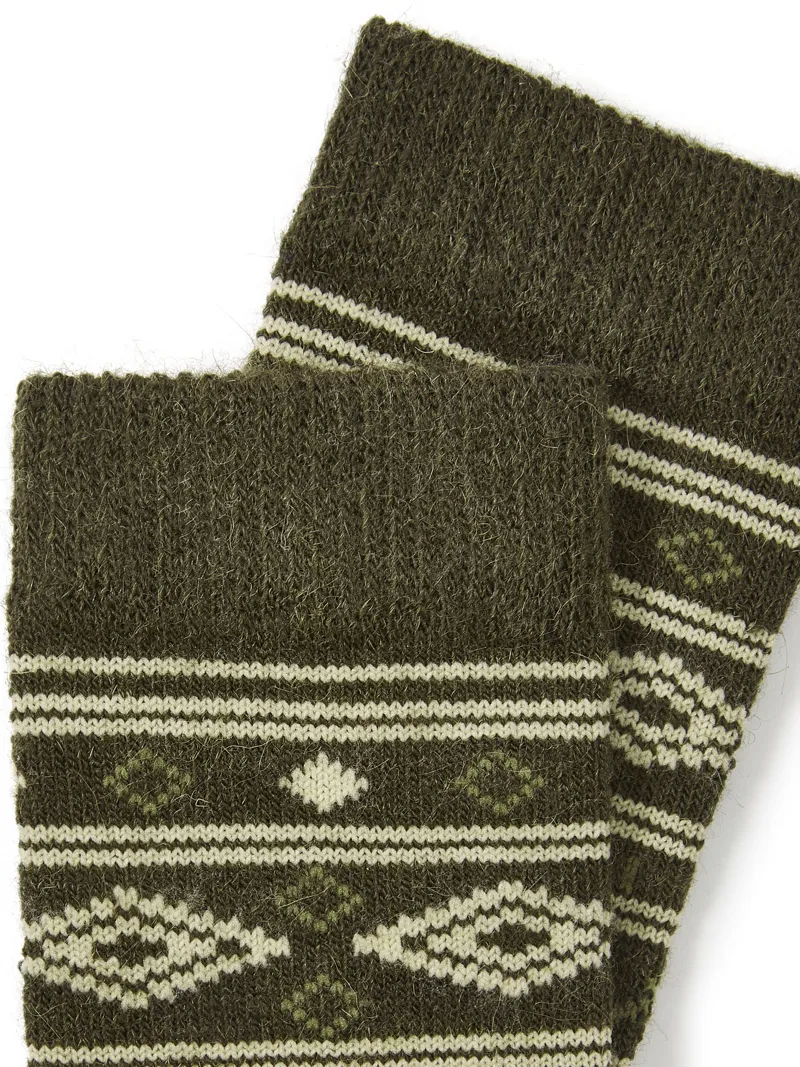 Dubarry Rolestown Fair Isle Alpaca Socks - Olive-1