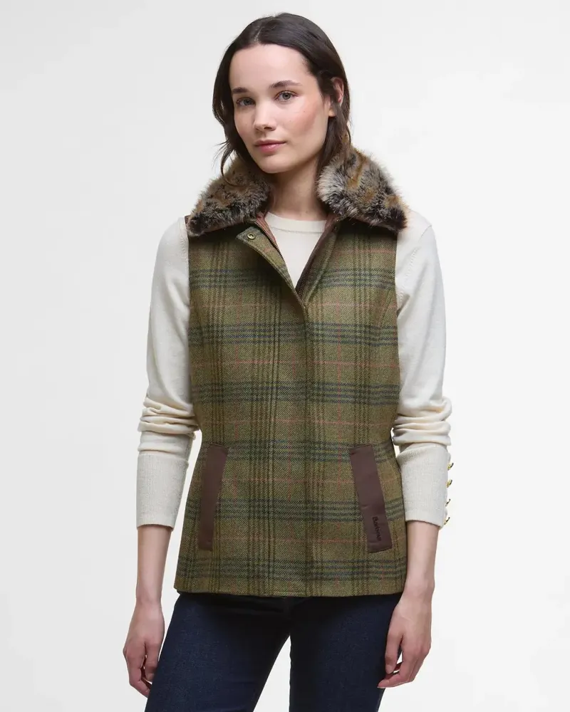 Barbour Rosemary Wool Gilet - Arabesque Brown-2