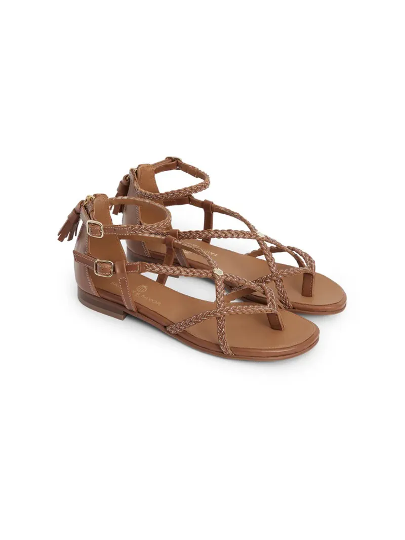 Fairfax and Favor Seville Sandal - Tan Leather-2