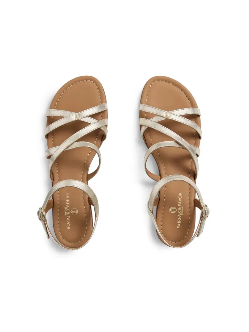 Fairfax and Favor St Ives Sandal - Gold Leather-1