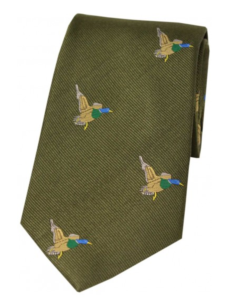 Soprano Flying Ducks On Country Green Ground Country Silk Tie