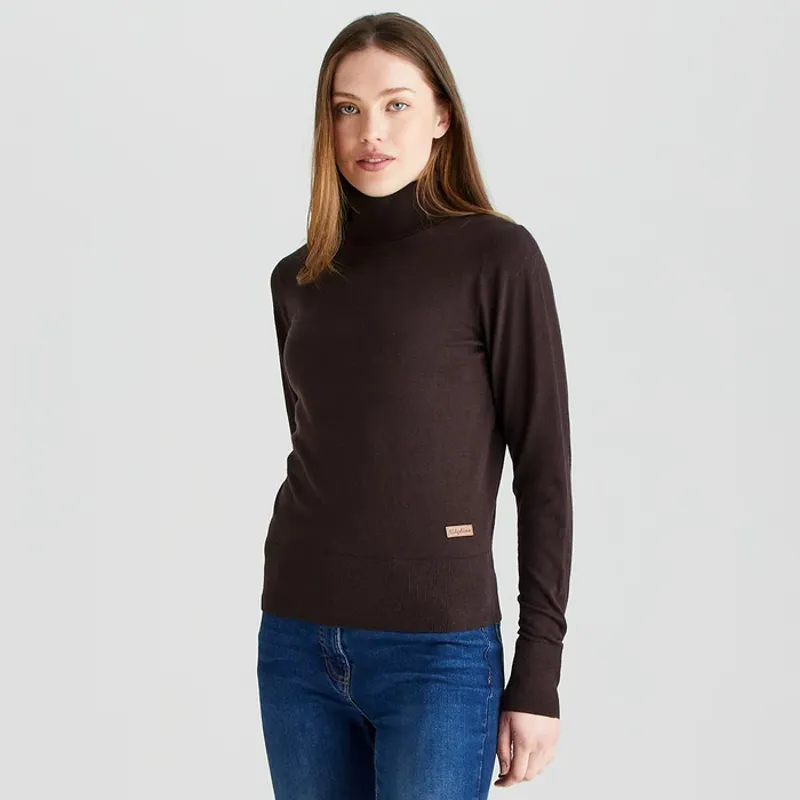 Ridgeline Women's Melford Roll Neck - Deep Bark-1