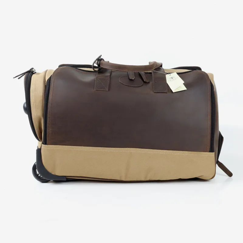 Teales Wheeled Holdall Leather and Canvas-1