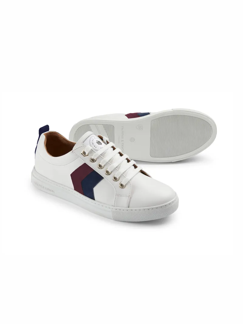Fairfax and Favor Trainer White Leather with Plum/Ink-1