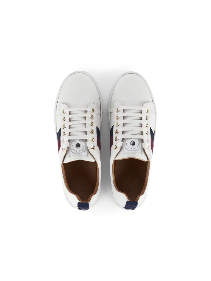 Fairfax and Favor Trainer White Leather with Plum/Ink-2