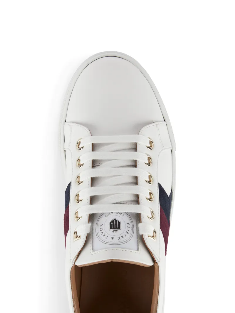 Fairfax and Favor Trainer White Leather with Plum/Ink-4