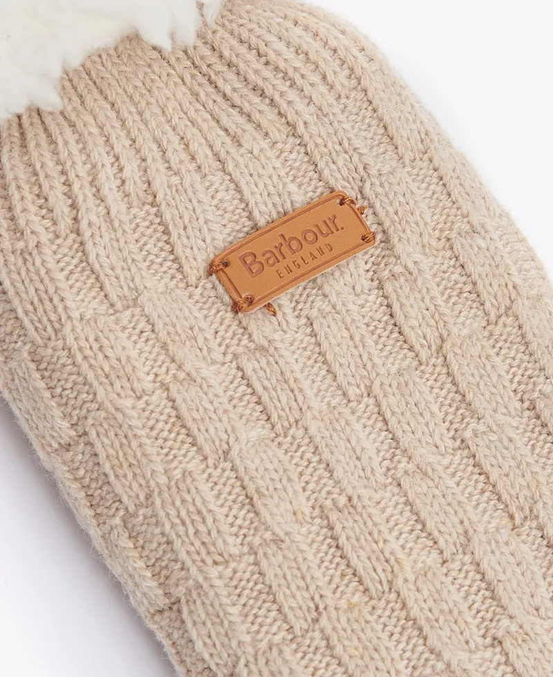 Barbour Cable Knit Lounge Sock - Oatmeal-1