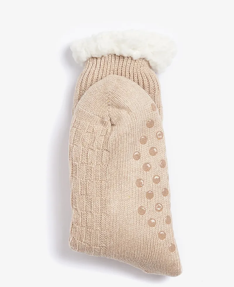 Barbour Cable Knit Lounge Sock - Oatmeal-2