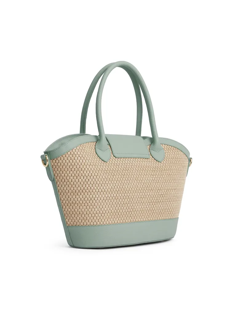 Fairfax and Favor Windsor Basket Bag - Mint Leather-2