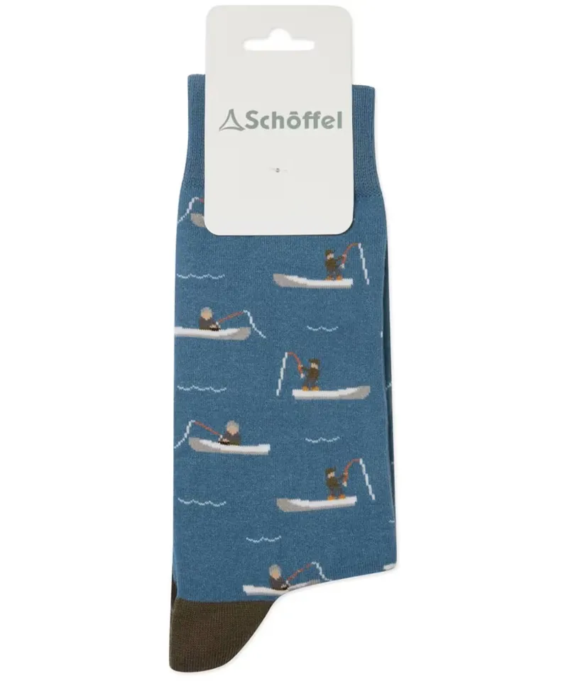 Schoffel Mens Single Cotton Sock 7-11 - Blue Fishing Boat