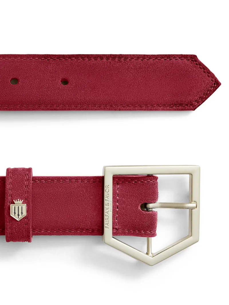 Fairfax and Favor Felbrigg Belt - Cherry Suede-2