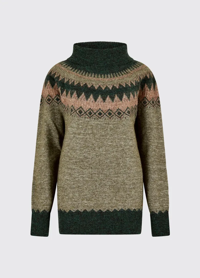 Dubarry Devlin Fair Isle Roll Neck - Olive