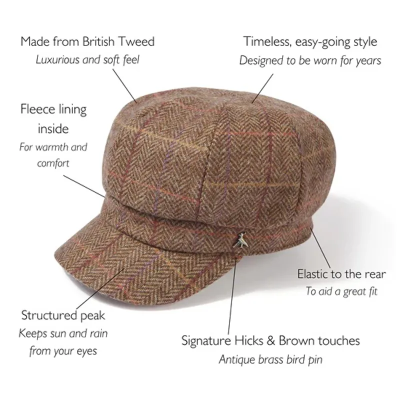 Hicks and Brown Higham Tweed Baker Boy - Chestnut-4