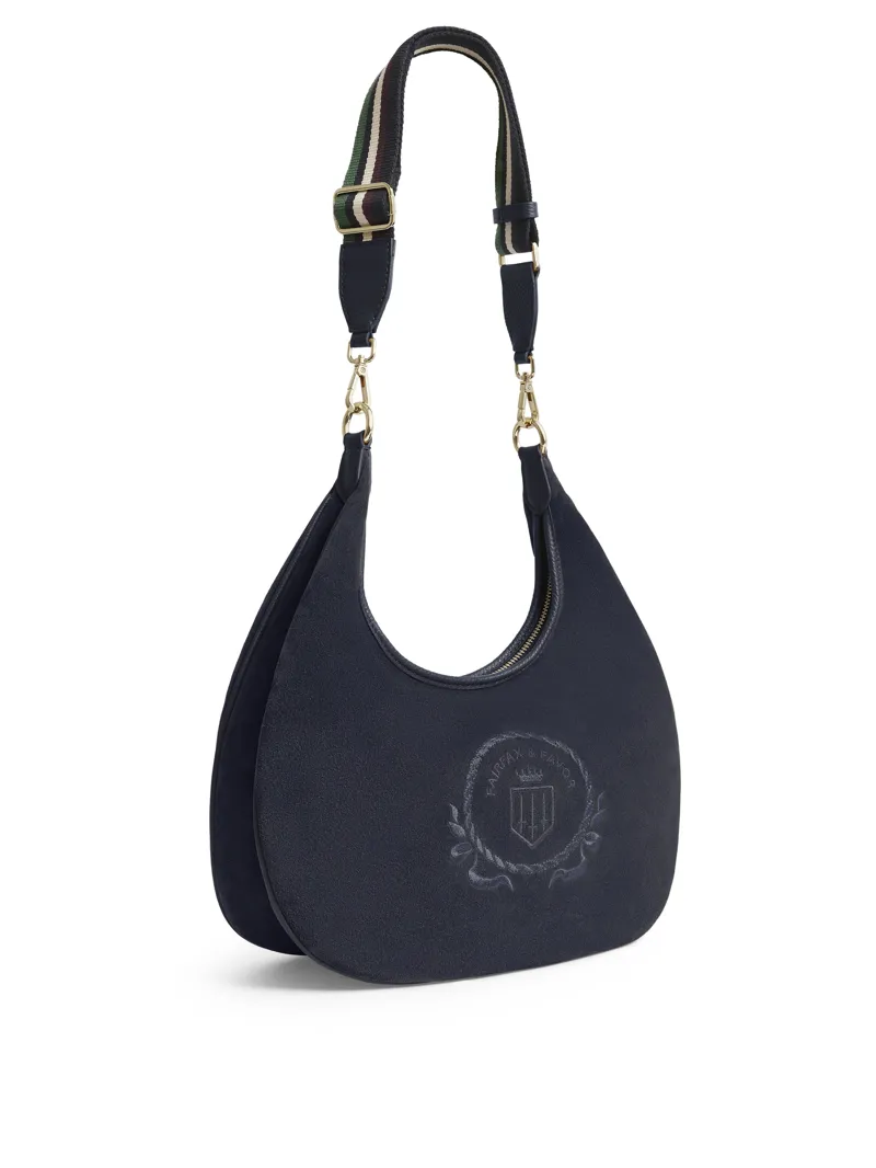 Fairfax and Favor Richmond Hobo Bag - Navy Suede-2