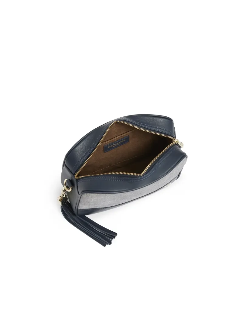 Fairfax and Favor Finsbury Cross Body Bag - Denim Suede-2