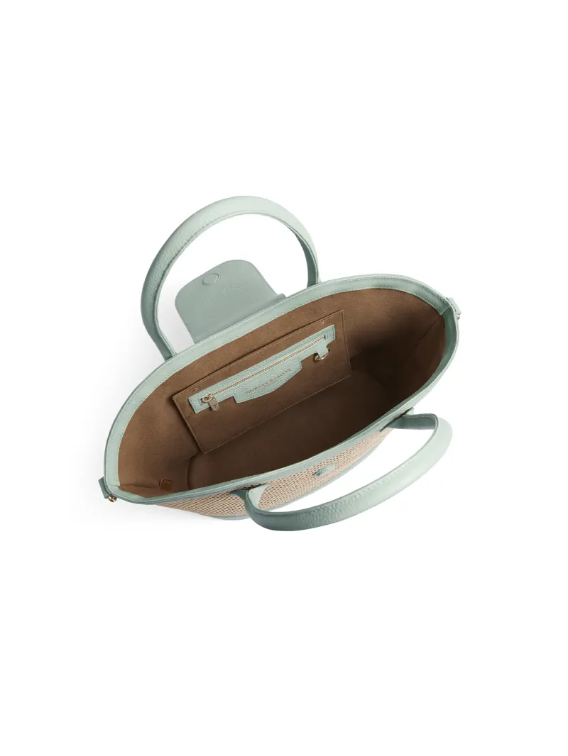 Fairfax and Favor Windsor Basket Bag - Mint Leather-3