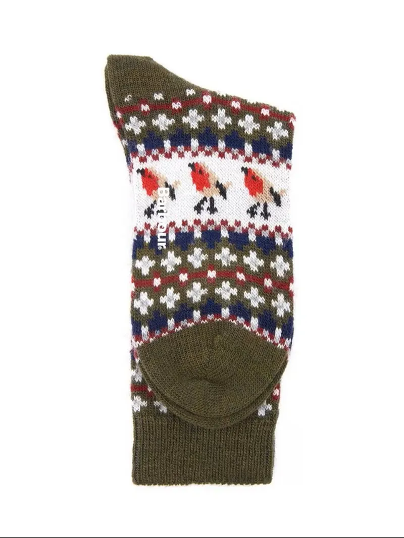 Barbour Robin Fairisle Sock - Olive-2