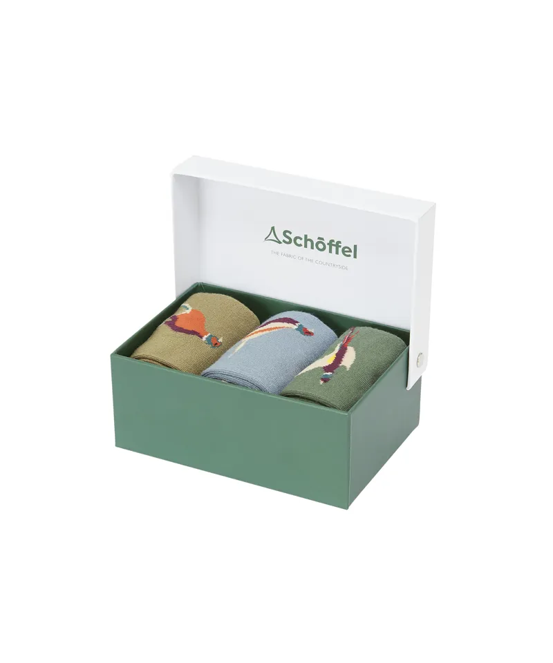 Schoffel Bamboo 3 Sock Gift Set 7-11 - Lake Blue Pheasant-1
