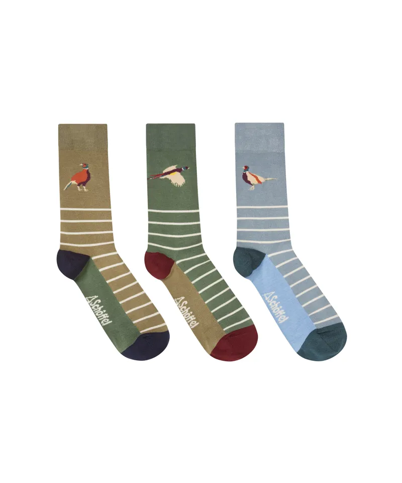 Schoffel Bamboo 3 Sock Gift Set 7-11 - Lake Blue Pheasant