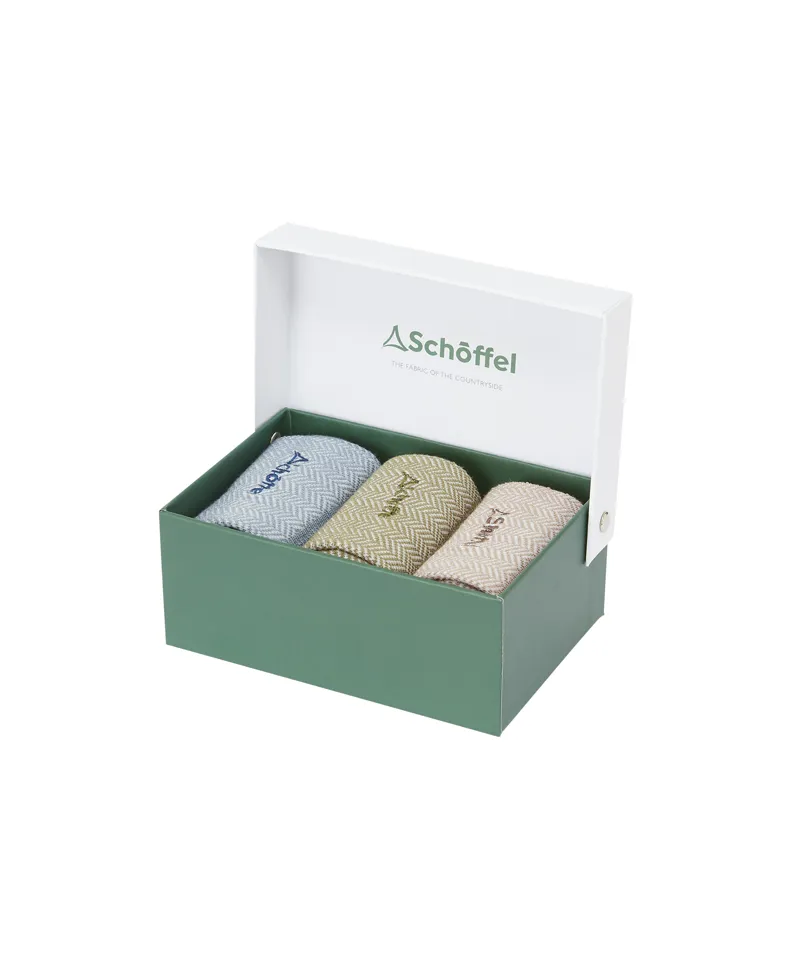 Schoffel Bamboo 3 Sock Gift Set 7-11 - Port Herringbone Mix-1