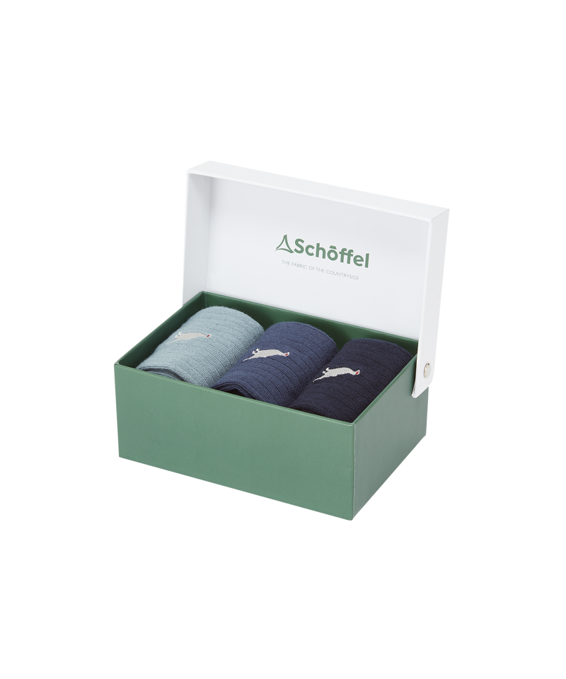 Schoffel Bamboo 3 Sock Gift Set 7-11 - Blue Ptarmigan Mix-1