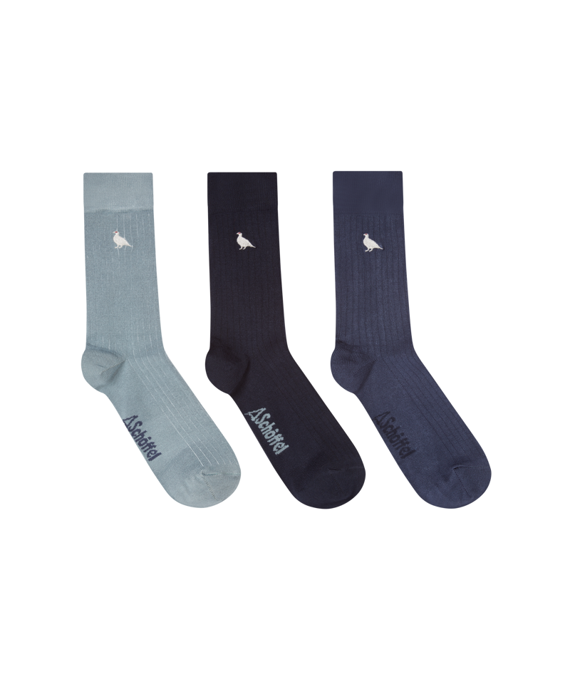 Schoffel Bamboo 3 Sock Gift Set 7-11 - Blue Ptarmigan Mix