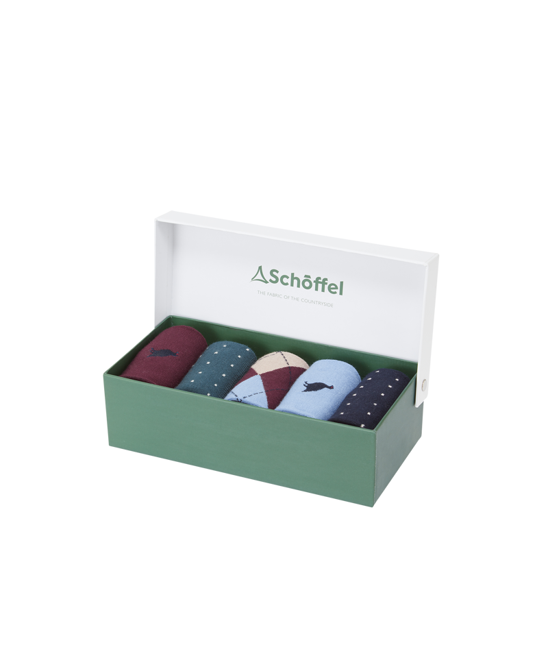 Schoffel Bamboo 5 Sock Gift Set 7-11 - Argyle Pattern Mix-1