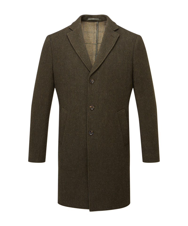Schoffel Banchory Tweed Coat - Dark Olive Herringbone