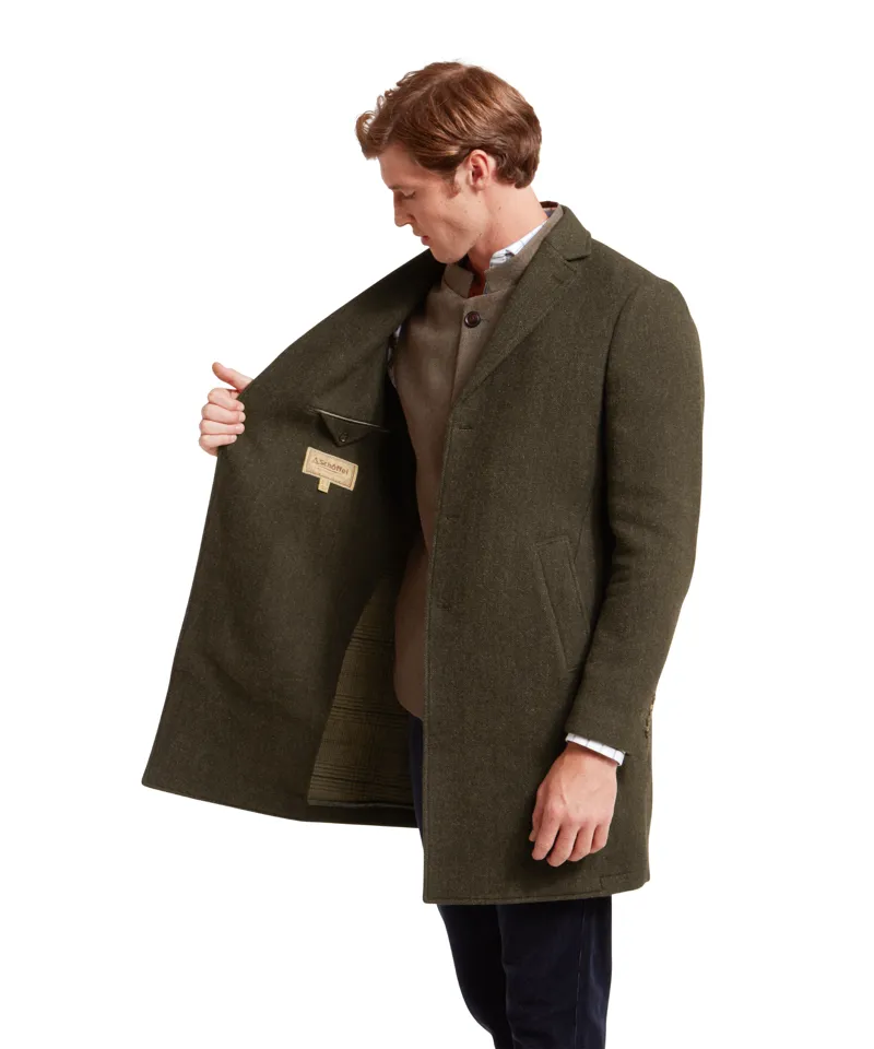 Schoffel Banchory Tweed Coat - Dark Olive Herringbone-5