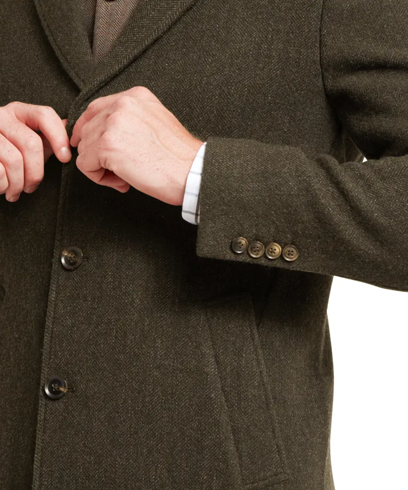 Schoffel Banchory Tweed Coat - Dark Olive Herringbone-7