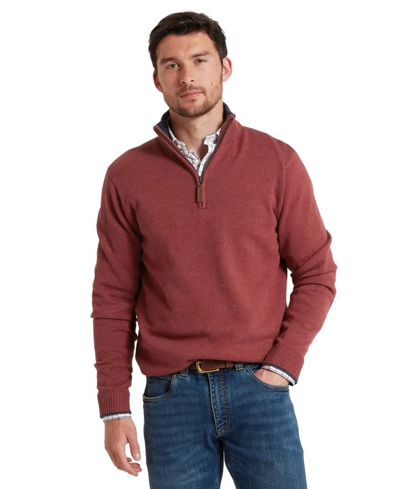 Schoffel Blair 1/4 Zip Jumper - Redwood-1