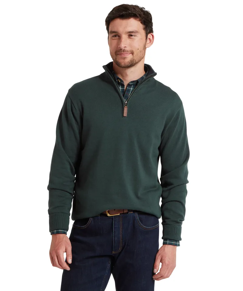 Schoffel Calton Cotton Cashmere 1/4 Zip Jumper - Botanical Green-6