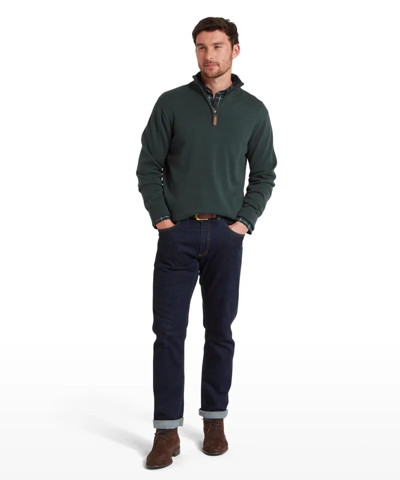 Schoffel Calton Cotton Cashmere 1/4 Zip Jumper - Botanical Green-7