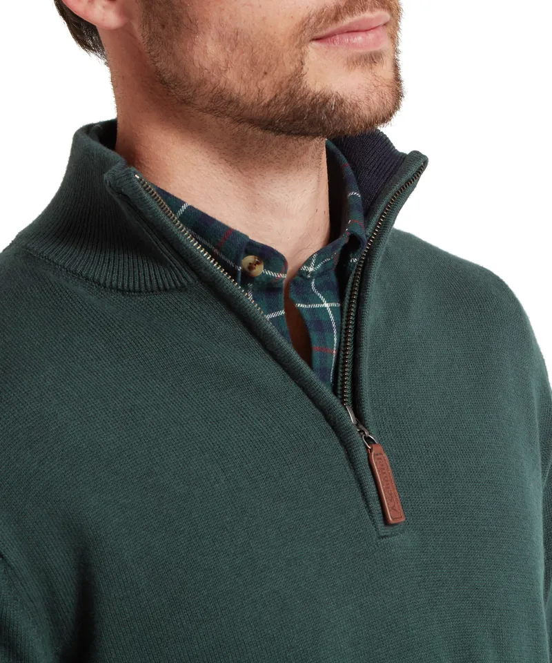 Schoffel Calton Cotton Cashmere 1/4 Zip Jumper - Botanical Green-5
