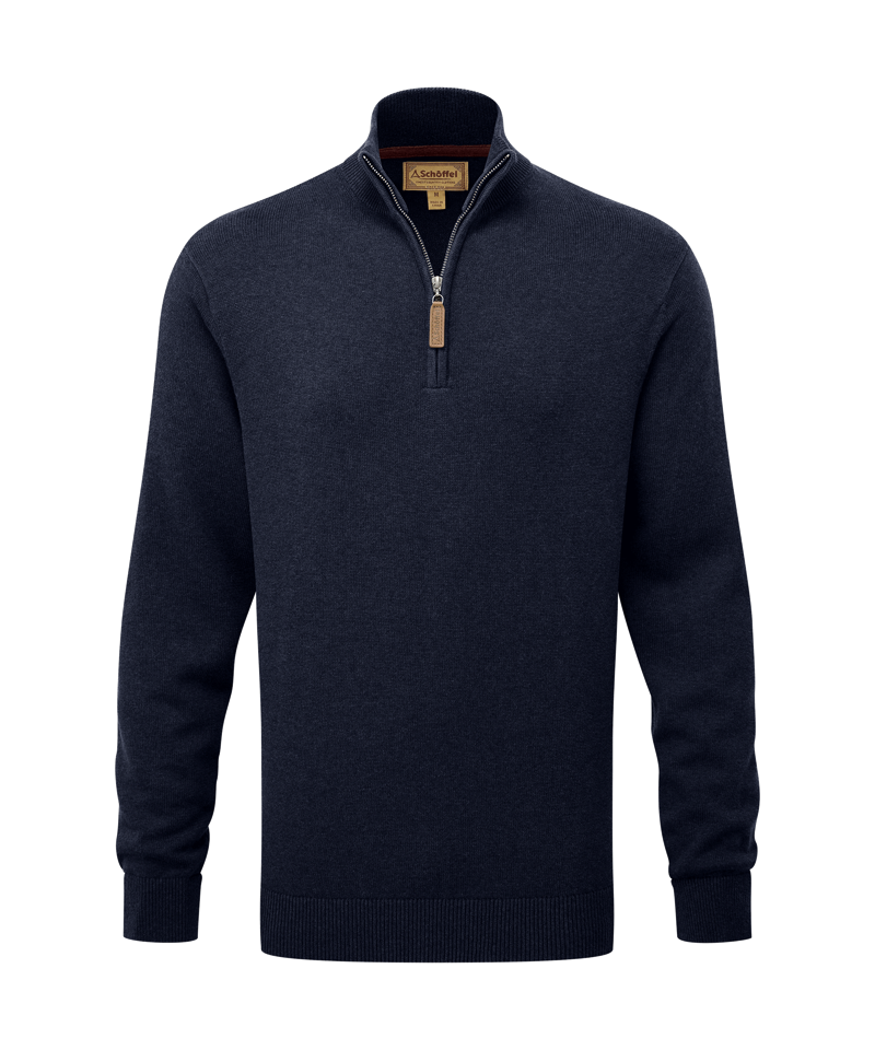 Schoffel Calton Cotton Cashmere 1/4 Zip Jumper - Navy