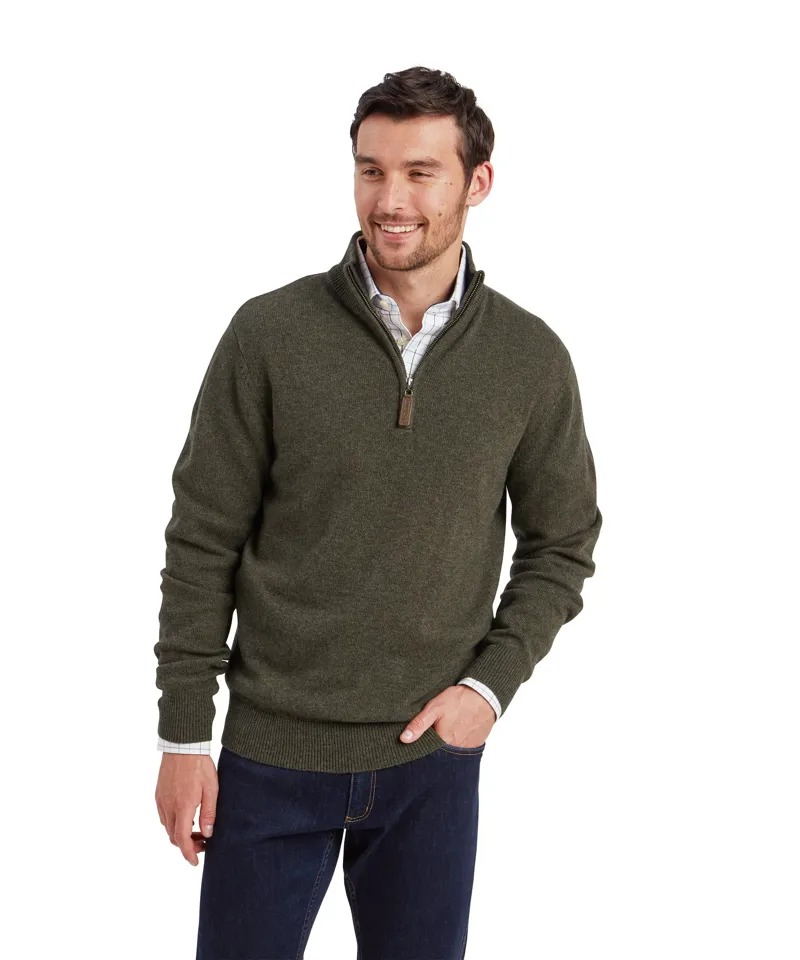 Schoffel Calton Cotton Cashmere Crew Jumper - Loden Green-1