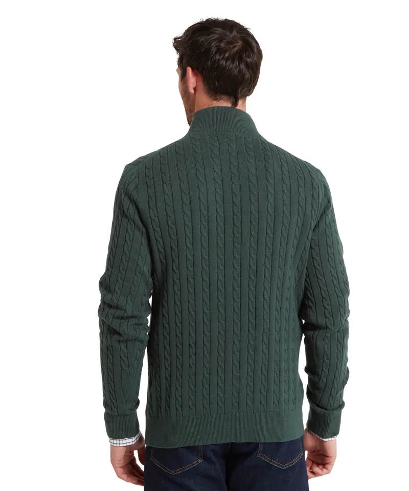 Schoffel Calton Cotton Cashmere Cable 1/4 Zip Jumper - Botanical Green-3
