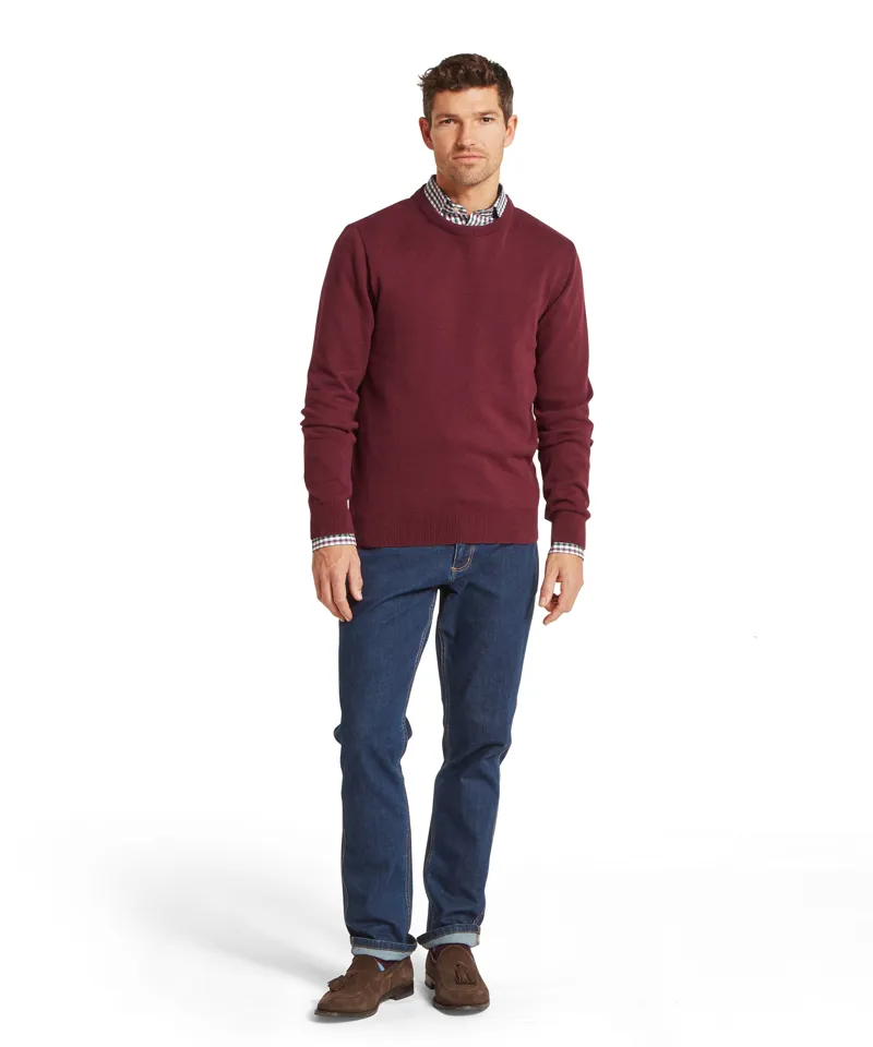 Schoffel Calton Cotton Cashmere Crew Jumper - Burgandy-2