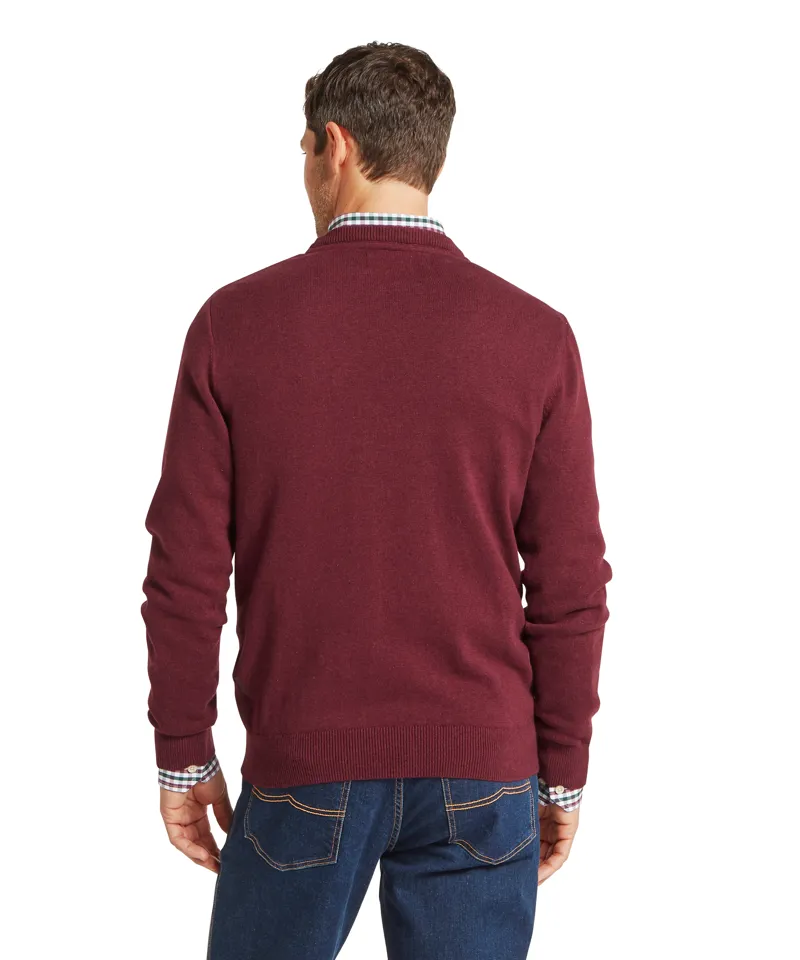 Schoffel Calton Cotton Cashmere Crew Jumper - Burgandy-5