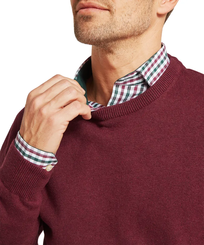 Schoffel Calton Cotton Cashmere Crew Jumper - Burgandy-4