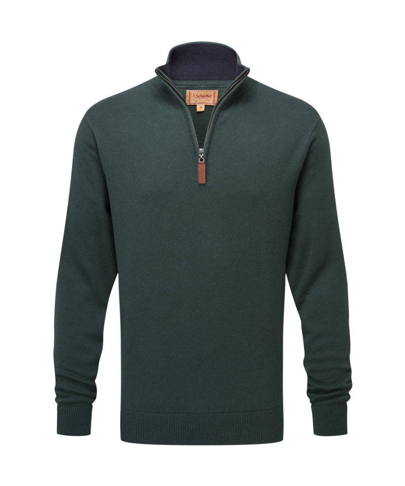 Schoffel Calton Cotton Cashmere 1/4 Zip Jumper - Botanical Green