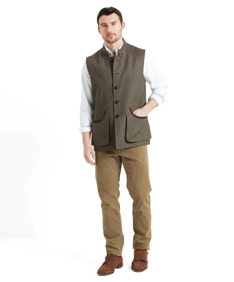 Schoffel Holcot Herringbone Tweed Waistcoat - Loden Green-2