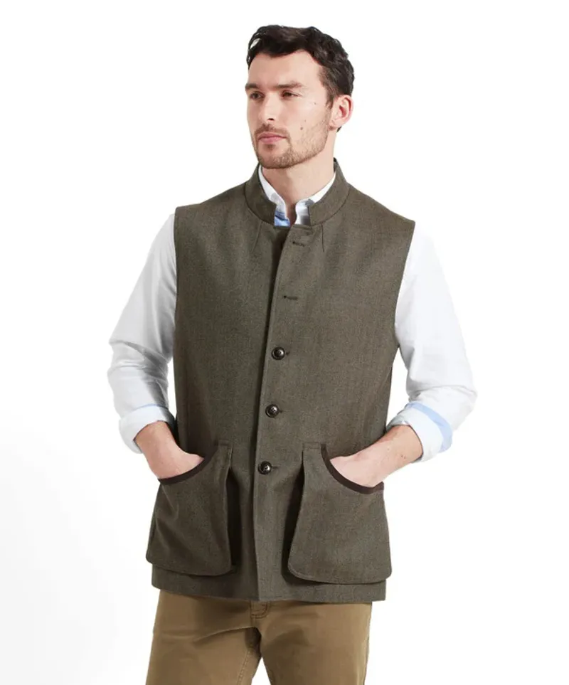 Schoffel Holcot Herringbone Tweed Waistcoat - Loden Green-1